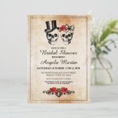 vrijgezellenfeest Roos Skull Halloween Uitnodigen Kaart (Staand voorkant)