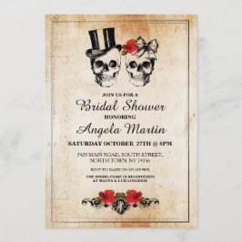 vrijgezellenfeest Roos Skull Halloween Uitnodigen Kaart