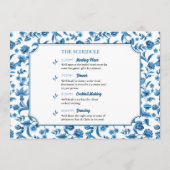 Vrijgezellenfeest Route Chintz Blauw & Wit Bloemen Programmakaart (Achterkant)