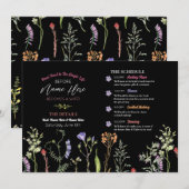 Vrijgezellenfeest Route Wildflowers Bloemen Donker Programmakaart (Voorkant / Achterkant)