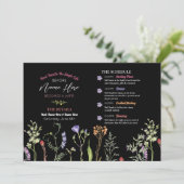 Vrijgezellenfeest Route Wildflowers Bloemen Donker Programmakaart (Staand voorkant)