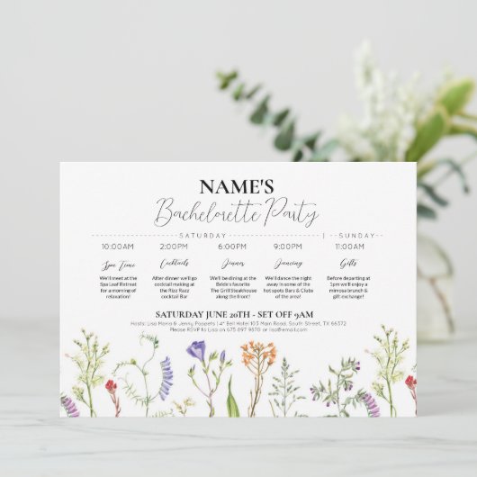 Vrijgezellenfeest Route Wildflowers Bloemen Kaart (Staand voorkant)