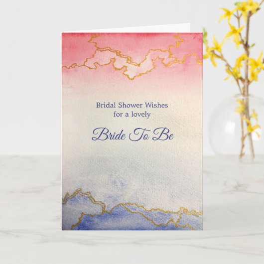 Vrijgezellenfeest Roze blauwe marmer Gold Waterver Kaart (Gele Bloem)