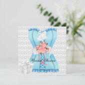 Vrijgezellenfeest Roze Blauwgroen Wit Corset Rozen Kaart (Staand voorkant)