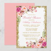 Vrijgezellenfeest Roze bleekbloes goud Glitter Kaart (Voorkant / Achterkant)