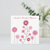 Vrijgezellenfeest Roze Bloemen Girly Uitnodiging (Staand voorkant)