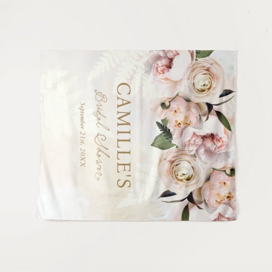 Vrijgezellenfeest Roze Bloemen Welkom Achtergrond Wandkleed (Voorkant (horizontaal))