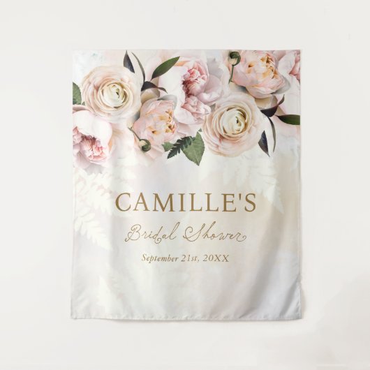 Vrijgezellenfeest Roze Bloemen Welkom Achtergrond Wandkleed (Voorkant)