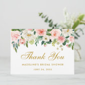 Vrijgezellenfeest Roze blozen Bedankt van Floral G Kaart (Staand voorkant)