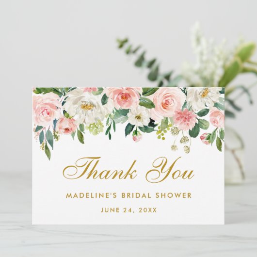 Vrijgezellenfeest Roze blozen Bedankt van Floral G Kaart (Staand voorkant)