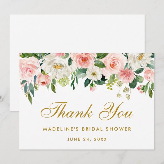 Vrijgezellenfeest Roze blozen Bedankt van Floral G Kaart (Voorkant / Achterkant)