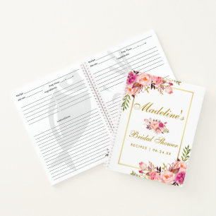 Vrijgezellenfeest Roze Blush Bloemen Goud Recept Notitieboek
