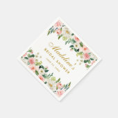 Vrijgezellenfeest Roze Blush Bloemen Goud Servet (Hoek)