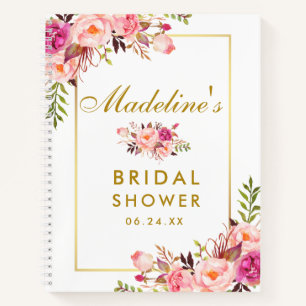 Vrijgezellenfeest Roze Blush Bloemen Gouden Gesche Notitieboek