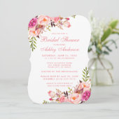 Vrijgezellenfeest Roze Blush Floral Invitation PSB Kaart (Staand voorkant)