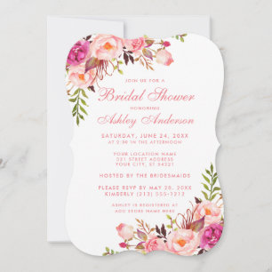 Vrijgezellenfeest Roze Blush Floral Invitation PSB Kaart