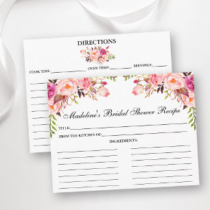 Vrijgezellenfeest Roze Blush Floral Recipe Kaart