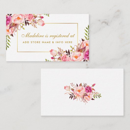 Vrijgezellenfeest Roze Blush Goud Registry Insert  Informatiekaartje (Voorkant / Achterkant)