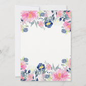 Vrijgezellenfeest roze blush navy Floral Invitatio Kaart (Achterkant)