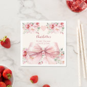 Vrijgezellenfeest Roze Bow Cream Florals Fles Servet (Insitu)