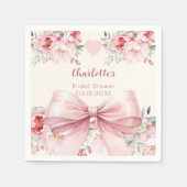 Vrijgezellenfeest Roze Bow Cream Florals Fles Servet (Voorkant)
