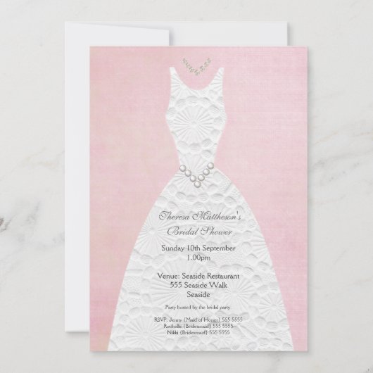 Vrijgezellenfeest -roze bruiddress kaart (Achterkant)