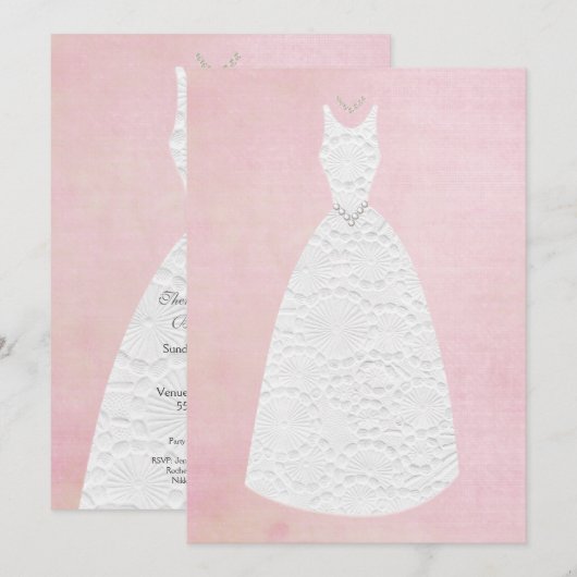 Vrijgezellenfeest -roze bruiddress kaart (Voorkant / Achterkant)