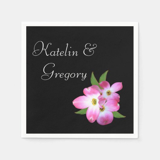 Vrijgezellenfeest Roze Dogwood servetten (Voorkant)