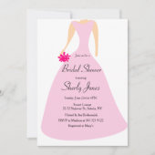 VRIJGEZELLENFEEST ROZE ELEGANTE JURK UITNODIGING (Voorkant)