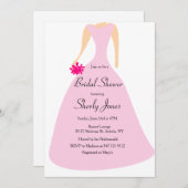 VRIJGEZELLENFEEST ROZE ELEGANTE JURK UITNODIGING (Voorkant / Achterkant)