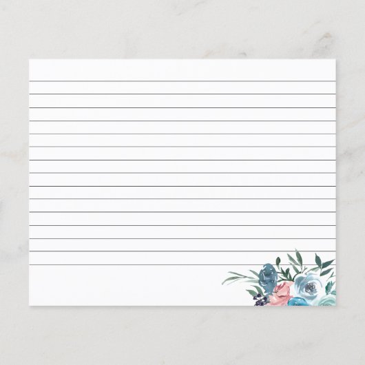 Vrijgezellenfeest Roze en Blauwe bloemen Recipcard (Achterkant)