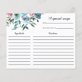 Vrijgezellenfeest Roze en Blauwe bloemen Recipcard