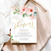 Vrijgezellenfeest, roze en gouden Waterverven bloe Kaart