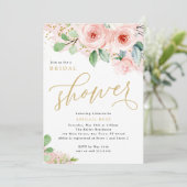 Vrijgezellenfeest, roze en gouden Waterverven bloe Kaart (Staand voorkant)