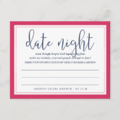 Vrijgezellenfeest Roze en marine Datum Nachtelijke Advieskaart (Voorkant)