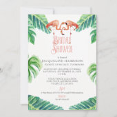 vrijgezellenfeest Roze Flamingo Leaf Stripe Waterv Kaart (Voorkant)