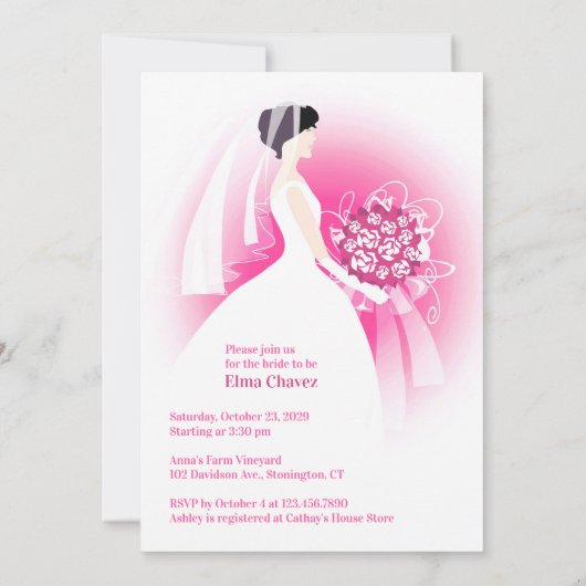 Vrijgezellenfeest Roze Flat Invitation Kaart (Achterkant)