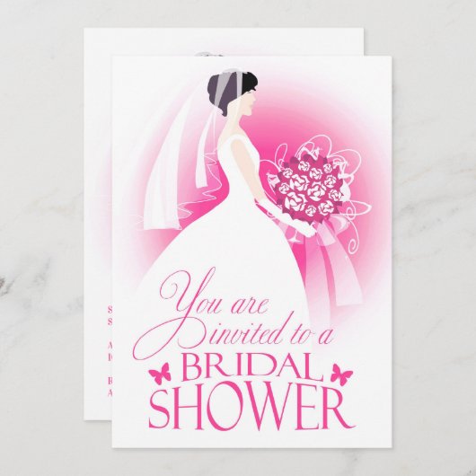 Vrijgezellenfeest Roze Flat Invitation Kaart (Voorkant / Achterkant)