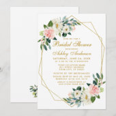 Vrijgezellenfeest Roze Floral Geometric Lijst Invi Kaart (Voorkant / Achterkant)