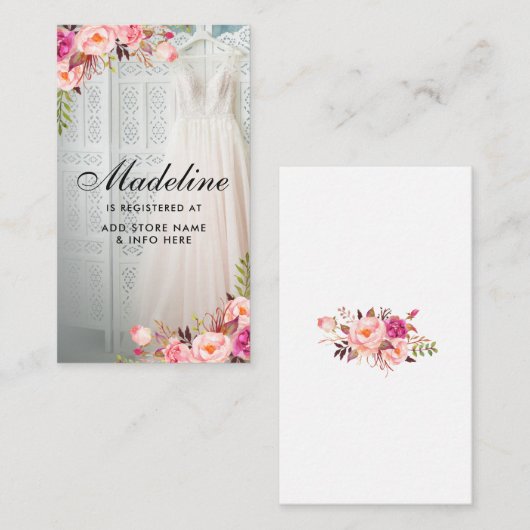 vrijgezellenfeest Roze Floral Registry Insert Card Informatiekaartje (Voorkant / Achterkant)