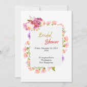 Vrijgezellenfeest, roze florale grens kaart (Voorkant)