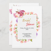 Vrijgezellenfeest, roze florale grens kaart (Voorkant / Achterkant)