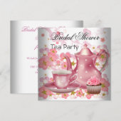 Vrijgezellenfeest Roze florale thee Cupcake Party Kaart (Voorkant / Achterkant)