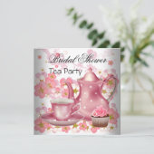 Vrijgezellenfeest Roze florale thee Cupcake Party Kaart (Staand voorkant)