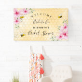 Vrijgezellenfeest roze floralen honingraatbruid vo spandoek (Insitu)