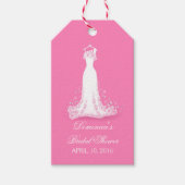 Vrijgezellenfeest Roze - Fuschia Trouwjurk Cadeaulabel (Voorkant)