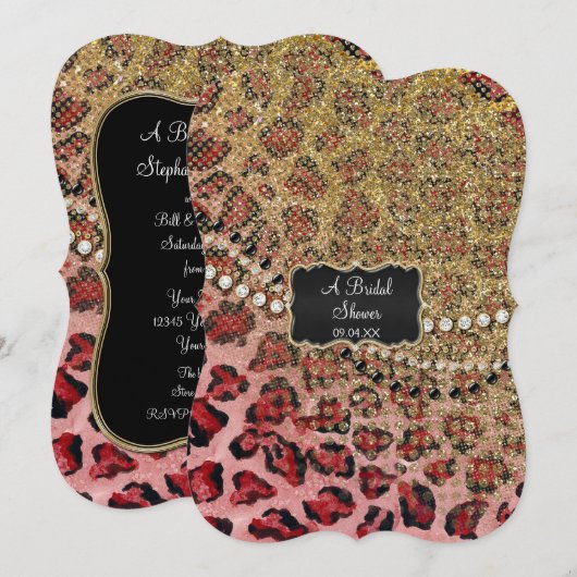 Vrijgezellenfeest Roze Goud Luipaard Dierenprint Kaart (Voorkant / Achterkant)