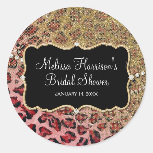 Vrijgezellenfeest Roze Goud Luipaard Dierenprint Ronde Sticker (Voorkant)