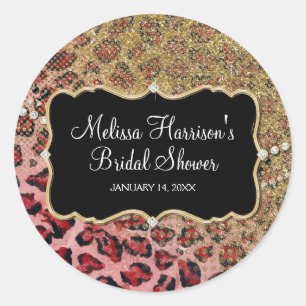 Vrijgezellenfeest Roze Goud Luipaard Dierenprint Ronde Sticker