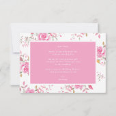 Vrijgezellenfeest Roze harten en bloemen Bedankkaart (Achterkant)